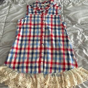 Hayden Red and Blue Plaid Sleeveless Tunic